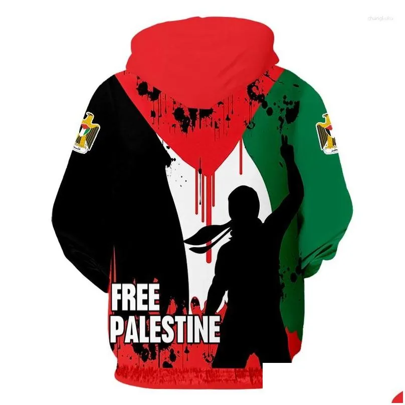 Men`S Hoodies & Sweatshirts Mens Hoodies Ifpd Palestine Flag Printed 3D Hoodie Sweatshirts Fight For Keep Peace Casual Plover Streetw Dhlxm