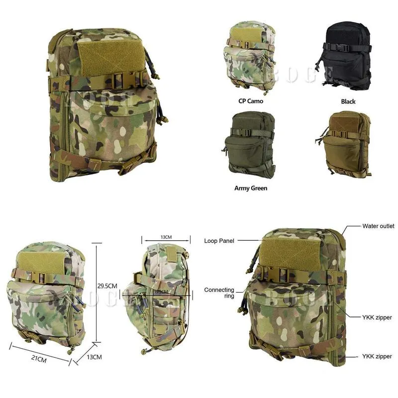 Multi-Function Bags Mti-Function Bags Outdoor Tactical Water Bag 500D Lightweight Waterproof Backpack Chest Hanging Molle System Edc Dhnsm