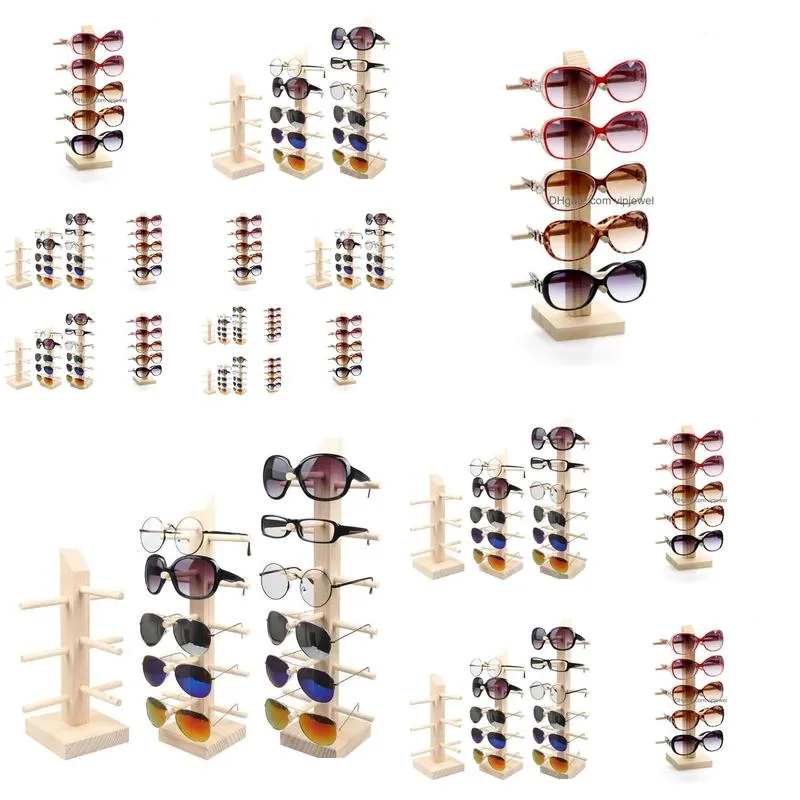 jewelry 2/3/4/5/6 layers wood sunglass display rack shelf eyeglasses show stand jewelry holder for multi pairs glasses showcases