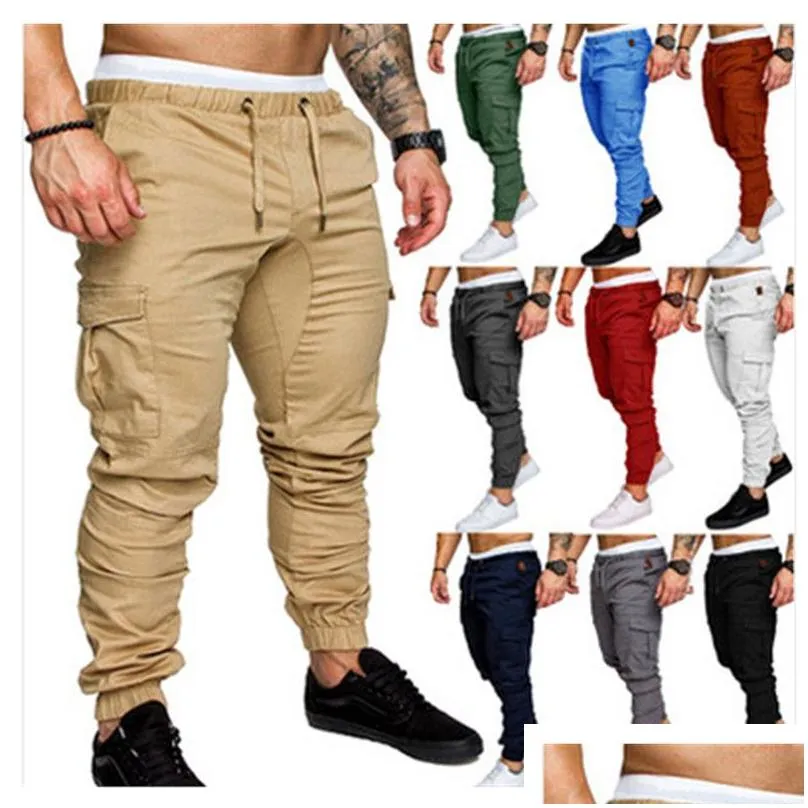 Men`S Pants Fashion Mens Cross-Pants Jogger Pant Chinos Zipper Skinny Joggers Camouflage Designer Harem Pants Long Solid Color Men Tr Dh8Md