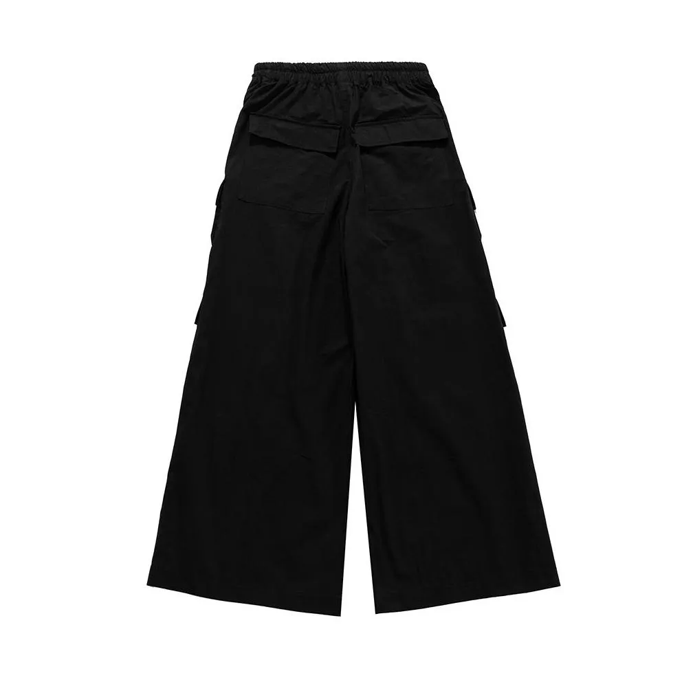 Men`S Plus Size Pants Wide Leg Dstring Black Cargo Pants Uni Straight Baggy Casual Overalls Mens Streetwear Loose Oversized Trousers Dhwn3