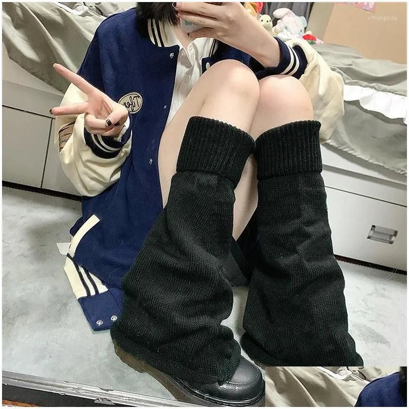 Socks & Hosiery Women Socks Girls Lolita Gothic Autumn Pile Long Solid Color Horn Shape Warm Knit Fashion Winter Y2K Drop Delivery Ap Dh9Mf