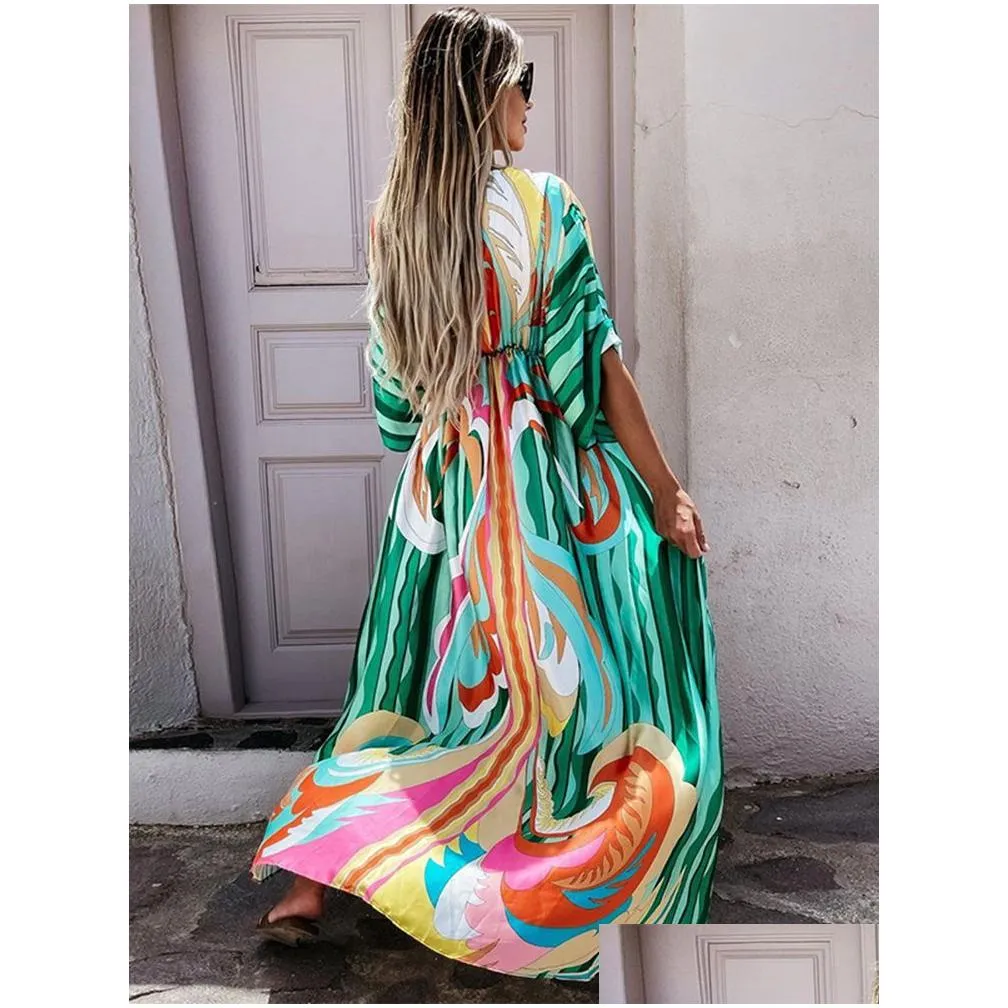 Two Piece Dress Summer Print Casual Women Es Oversized Holiday Beach Boho Erup Female Long Sleeve Loose Tunic Dress 220725 Drop Deliv Dhaxz