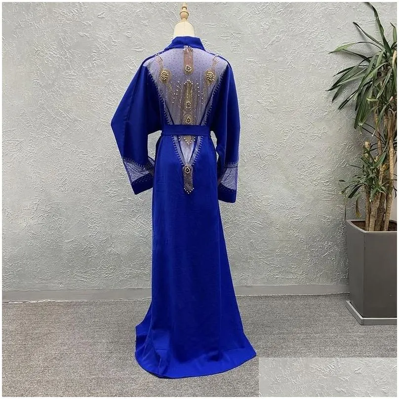Ethnic Clothing Africa Dress African Dresses For Women Dashiki Luxury Mesh Diamond Abaya Dubai Muslim Ramadan Kaftan Kimono Drop Deli Dhtzk