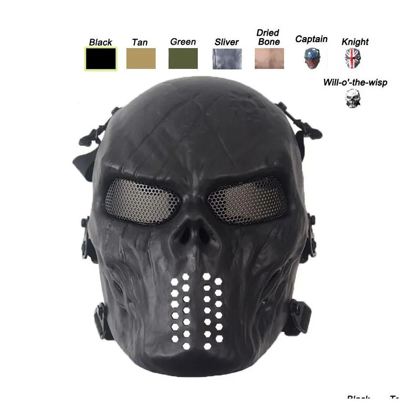 Half Face Mask Tactical Airsoft Cosplay Skl Mask Equipment Outdoor Shooting Sports Protection Gear Fl Face No03-101 Drop Delivery Tac Dhrax