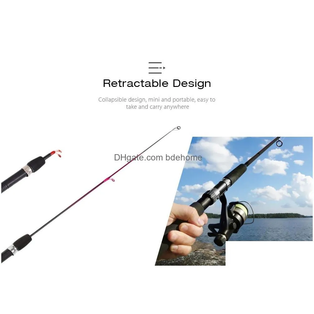 Spinning Rods Leo Outdoor Mini Portable Retractable Fiberglass Fish Pole Fishing Rod High Strength Reinforced Plastic Tube Drop Delive Dhsru