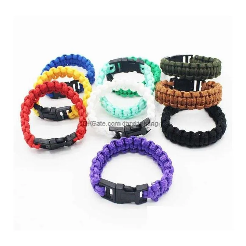 Survival Bracelets Outdoor Self-Rescue Paracord Parachute Cord Bracelets Survival Cam Travel Kit Emergency Bracelet Charm Uni Drop Del Dhd6A