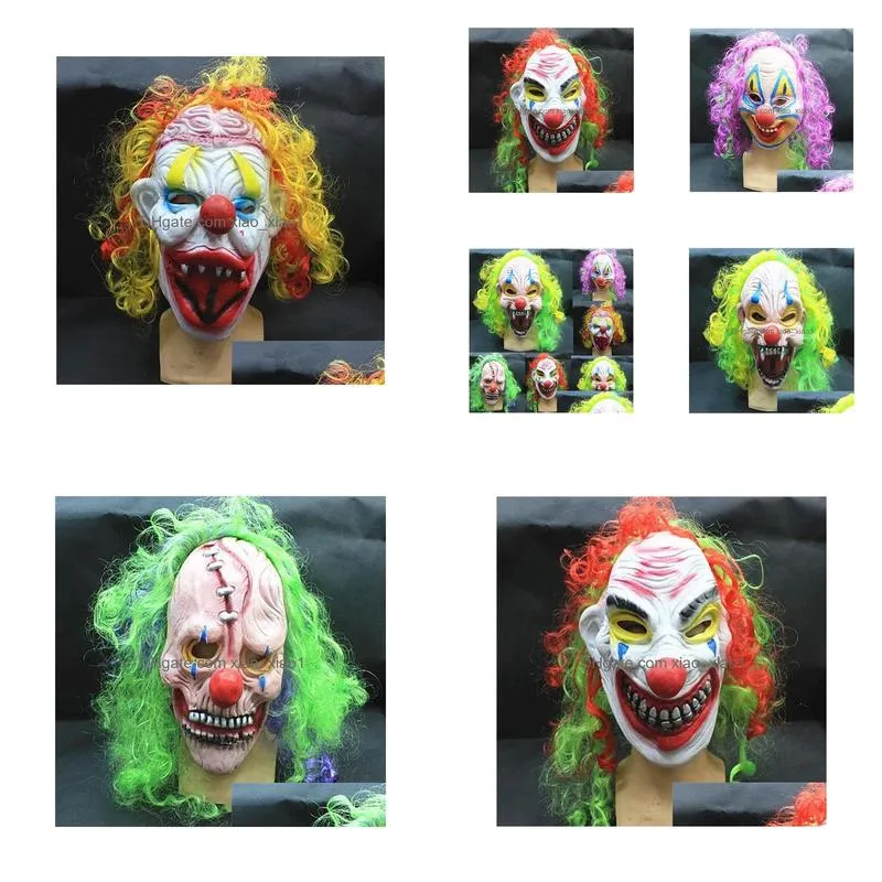 halloween scary party mask latex funny clown wry face october spirit festival emulsion terror masquerade masks children adult 20pcs