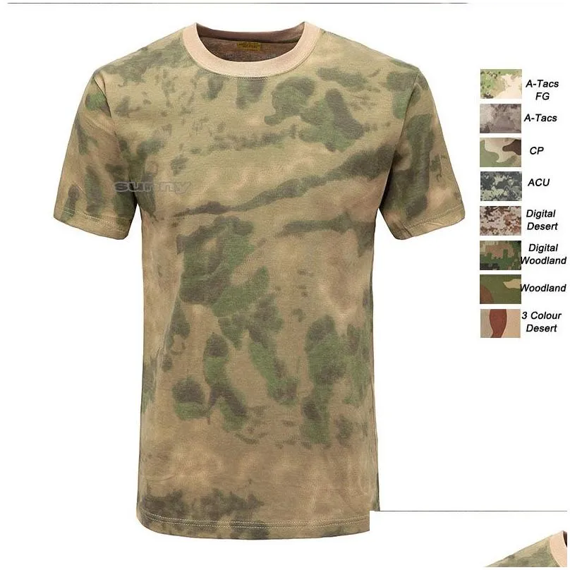 Tactical T-Shirts Tactical Shooting T Shirt Battle Dress Uniform Bdu Army Combat Clothing Cotton Camouflage Outdoor Woodland Hunting Dhlze