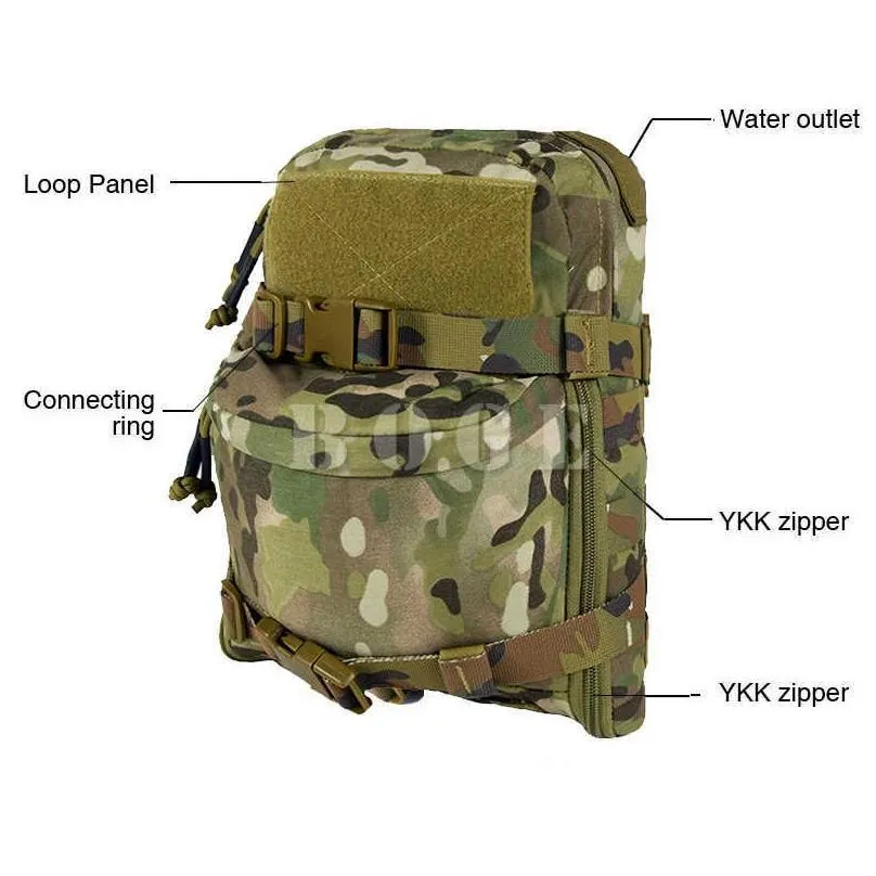 Multi-Function Bags Mti-Function Bags Outdoor Tactical Water Bag 500D Lightweight Waterproof Backpack Chest Hanging Molle System Edc Dhnsm