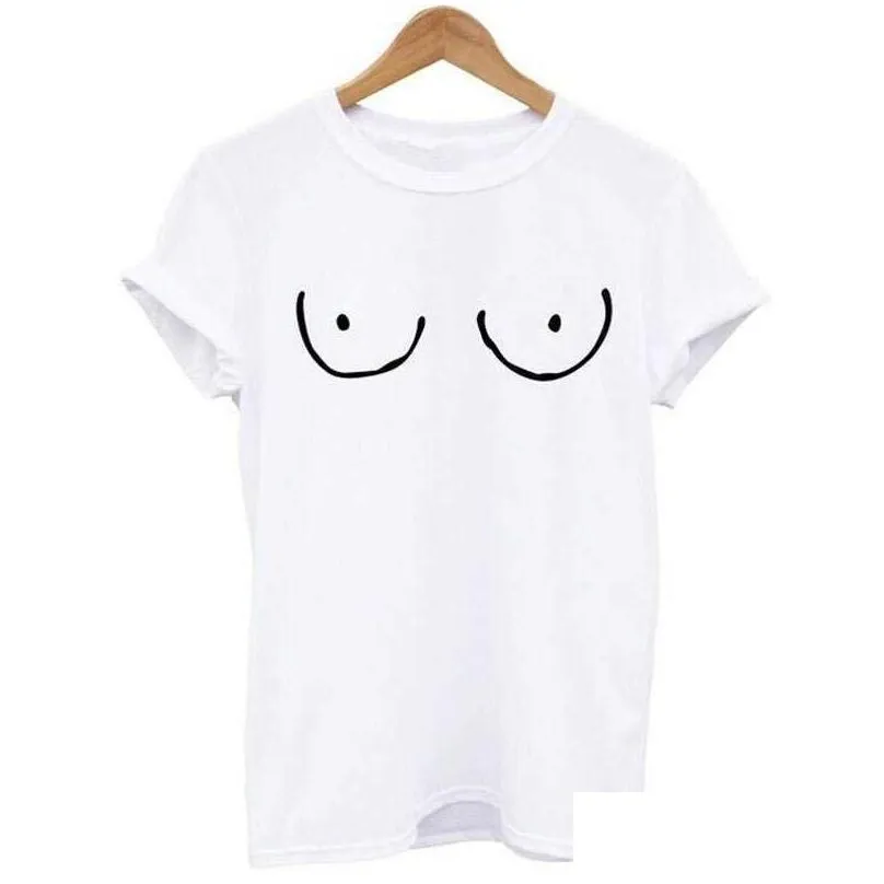 Women`S T-Shirt Casual Titties Boobs Boobies Print Short Sleeve T-Shirt Funny T Shirts Women Leisure Streetwear Tshirt Camisas Mujer L Dhmdk