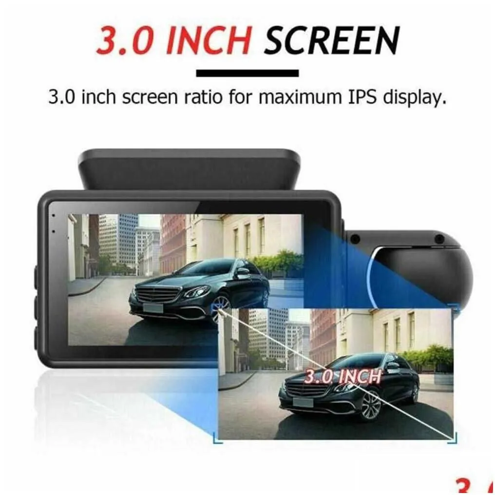 car dvr dvrs 2022 dashcam dual hd inside front rear camera 2 lens recorder recorders dash cam wide angle night visionhkd230701 drop