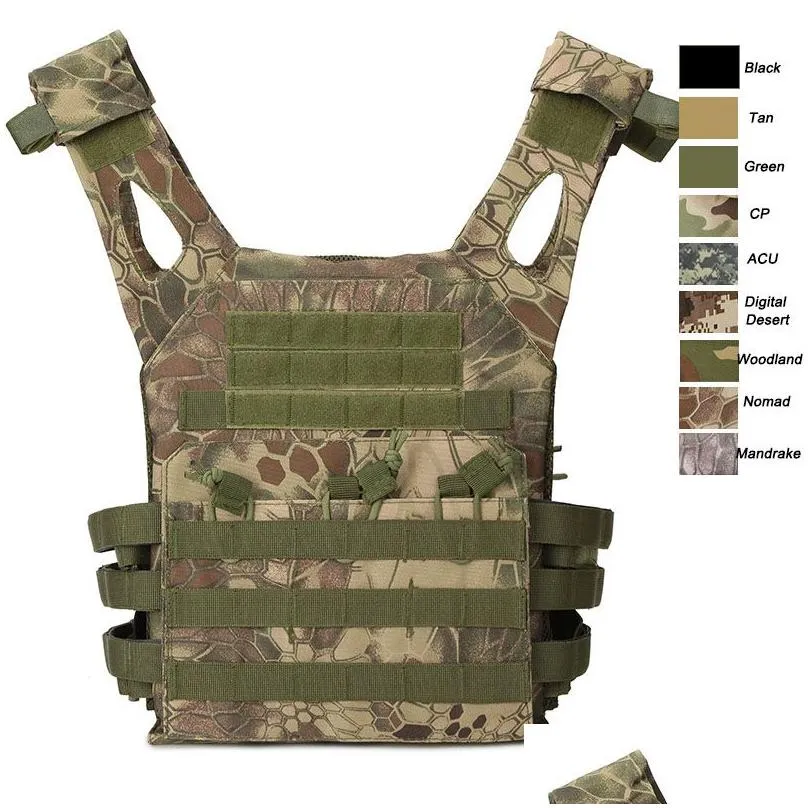 Tactical Vests Tactical Molle Vest Jpc Plate Carrier Outdoor Sports Airsoft Gear Pouch Bag Camouflage Body Armor Combat Assat No06-01 Dh4Eg