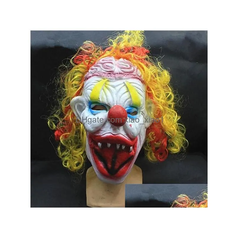 halloween scary party mask latex funny clown wry face october spirit festival emulsion terror masquerade masks children adult 20pcs