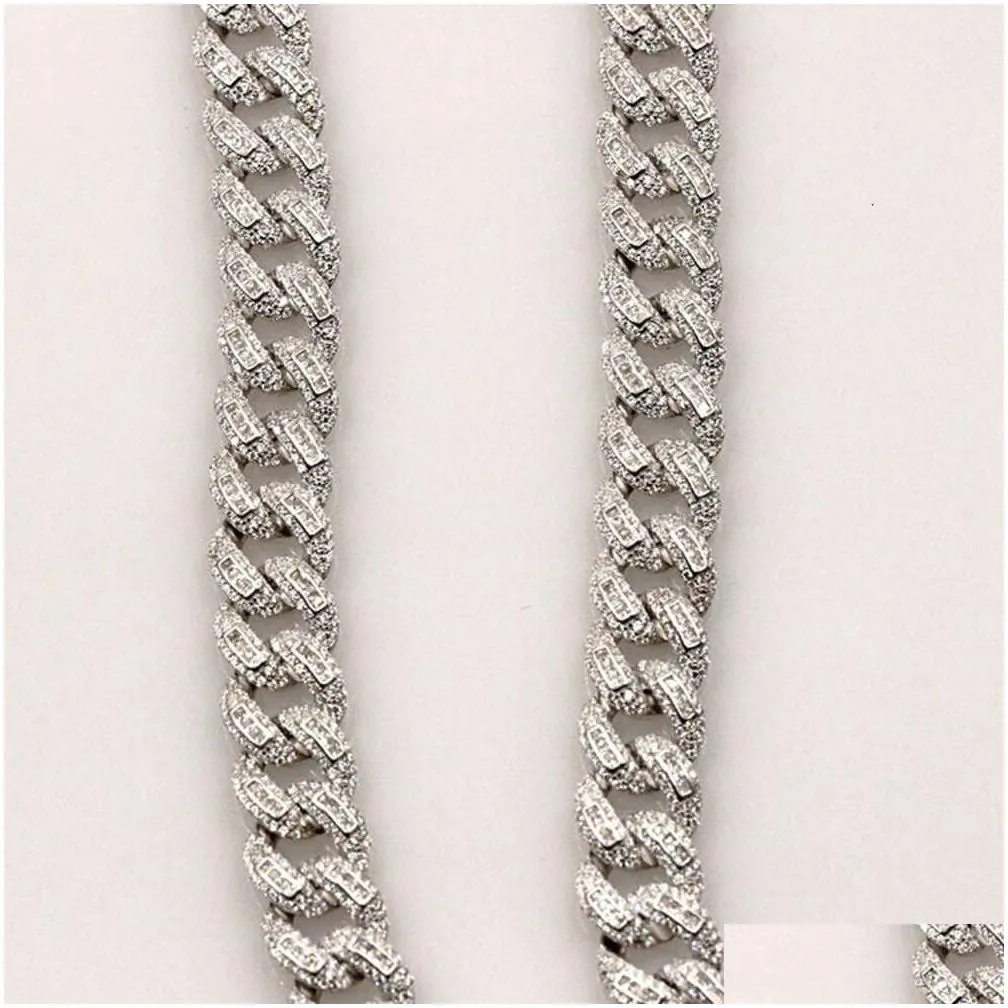 silver hip hop cuban chain inlay cz diamond high quality cuban link necklace