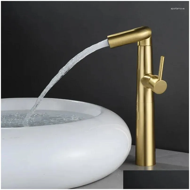 bathroom sink faucets european-style table basin faucet washbasin and cold rotatable brushed gold