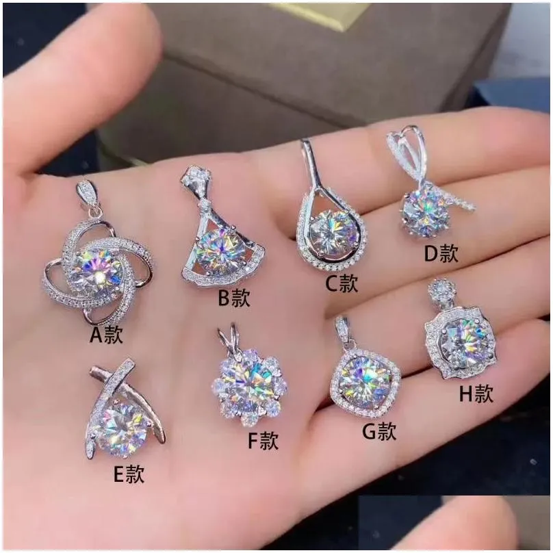 Pendant Necklaces Moissanite Dimond 1.0Ct D Color 925 Sterling Sier Necklace Exquisite Jewelry Party Wedding Pendants For Womens Drop Dh1Dm