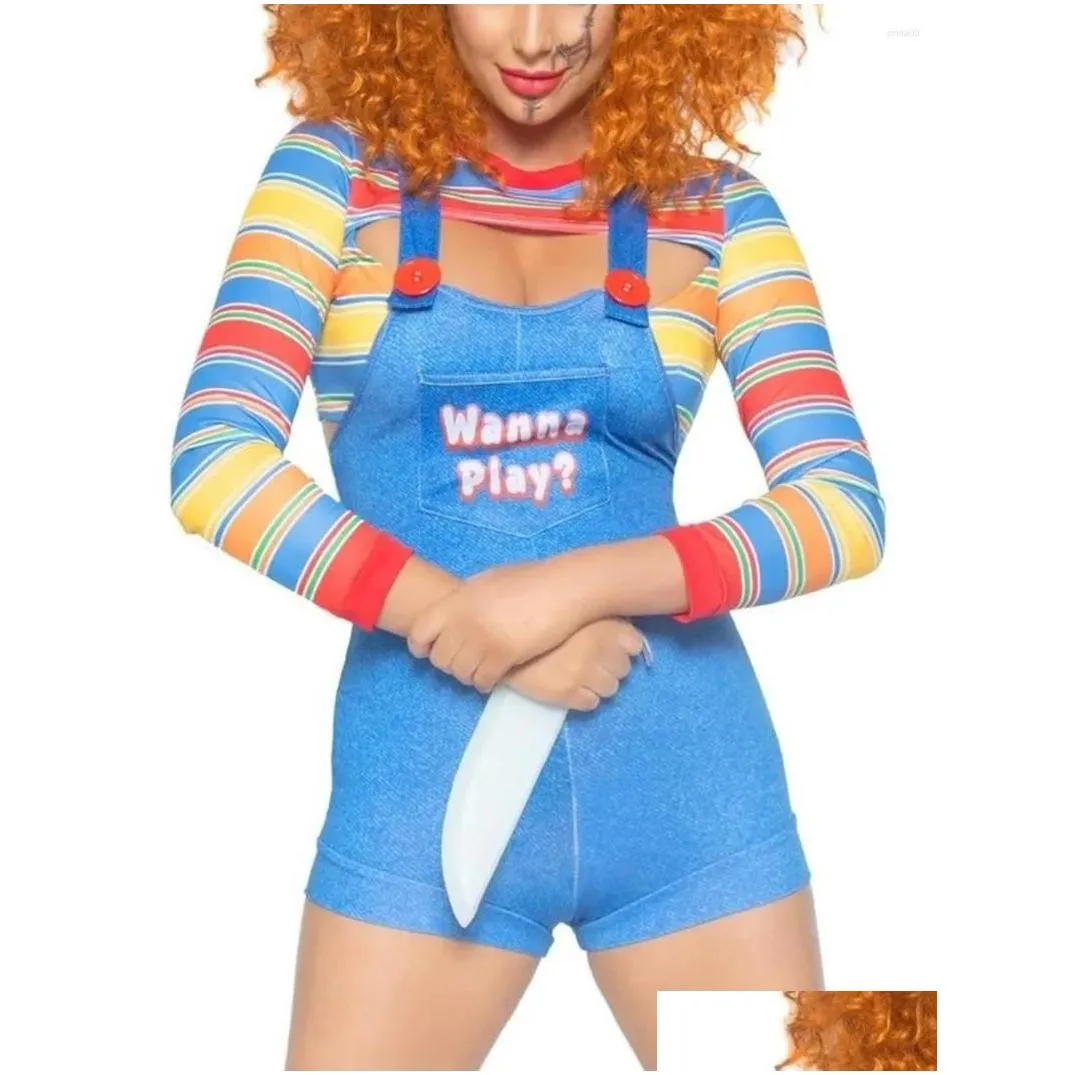 Women`S Tracksuits Womens Tracksuits Qtinghua Halloween Costumes For Women Scary Nightmare Killer Doll Wanna Play Movie Character Bod Dhblv