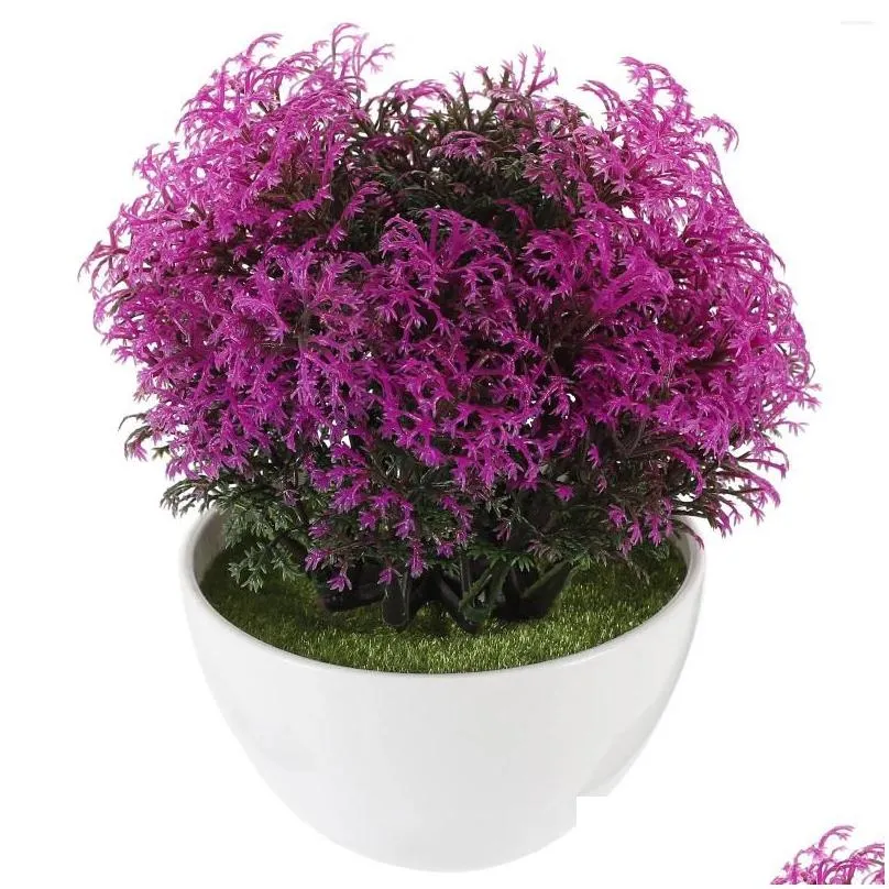 decorative flowers flower pots artificial potted plant fake small decor for decoration purple bonsai