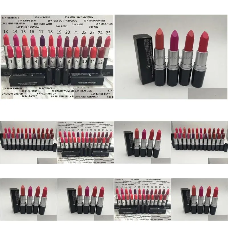Makeup Tools New Matte Lipstick Makeup Luster Retro Lipsticks Frost Y 3G 24 Colors With English Name Drop Delivery Health Beauty Dhr6J