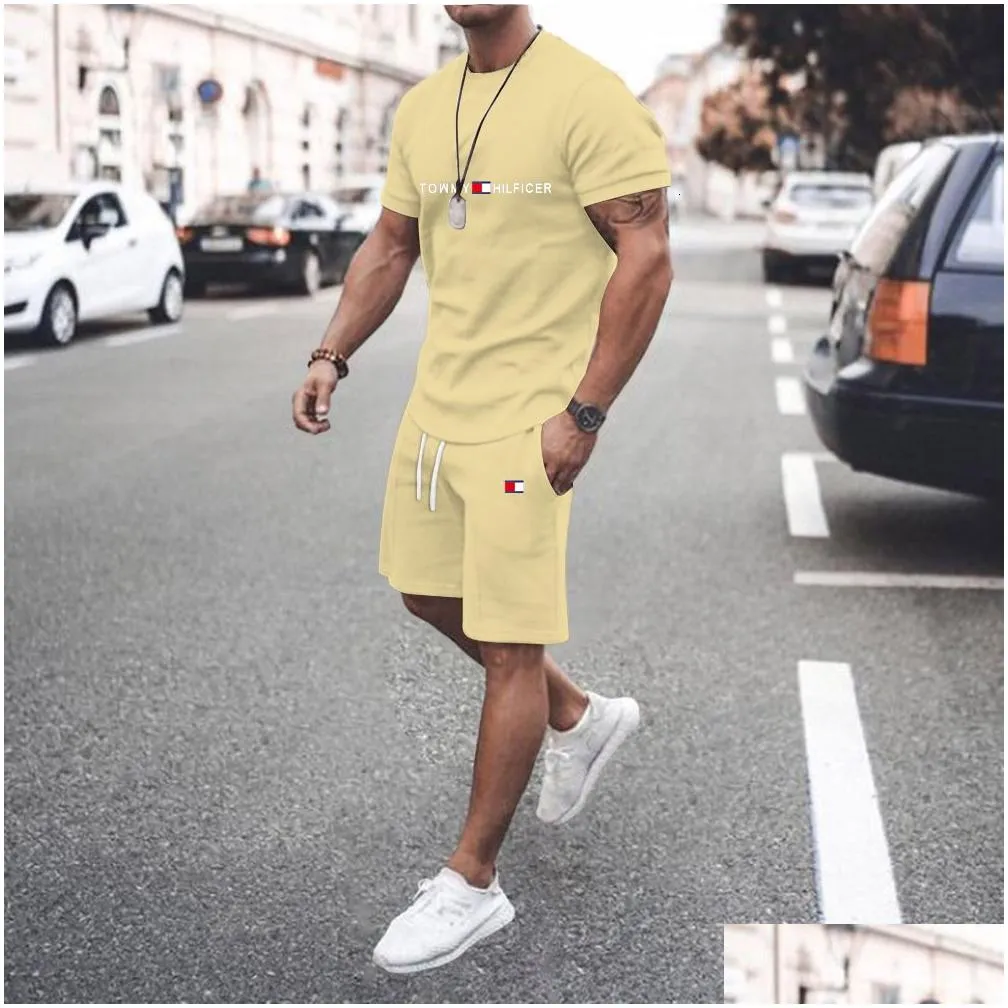 Men`S Polos Mens S Tshirt Suit Shirt Shorts Top Fashion 3D Printing Fitness Brand Summer Sports Outdoor Leisure 230328 Drop Delivery A Dhrbq