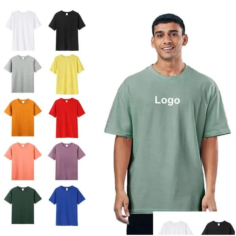 Men`S T-Shirts Mens Tshirts 100% Comb Cotton Blank Oversized T Shirt Graphic Big And Tall Custom Print High Street Hip Hop Broadcloth Dhjpi
