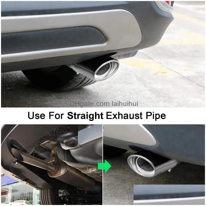 stainless steel car exhaust tip 2.1in to 1.5in universal pipe modification tail throat