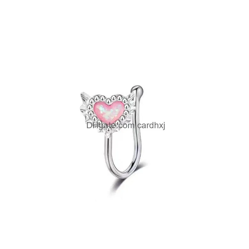 Other Heart-Shaped Body Jewelly Complete Set Of 10Pcs Female Stainless Steel Navel Nail Nose Clip Lip Accessories Drop Delivery Jewel Dhcy0