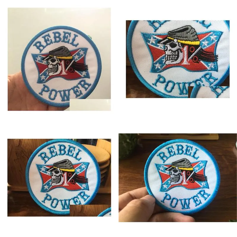 Sewing Notions & Tools Rebel Power Mc Biker Embroidered Iron On Sew Motorcyble Club Badge Vest Emblem Drop Delivery Apparel Dhbni