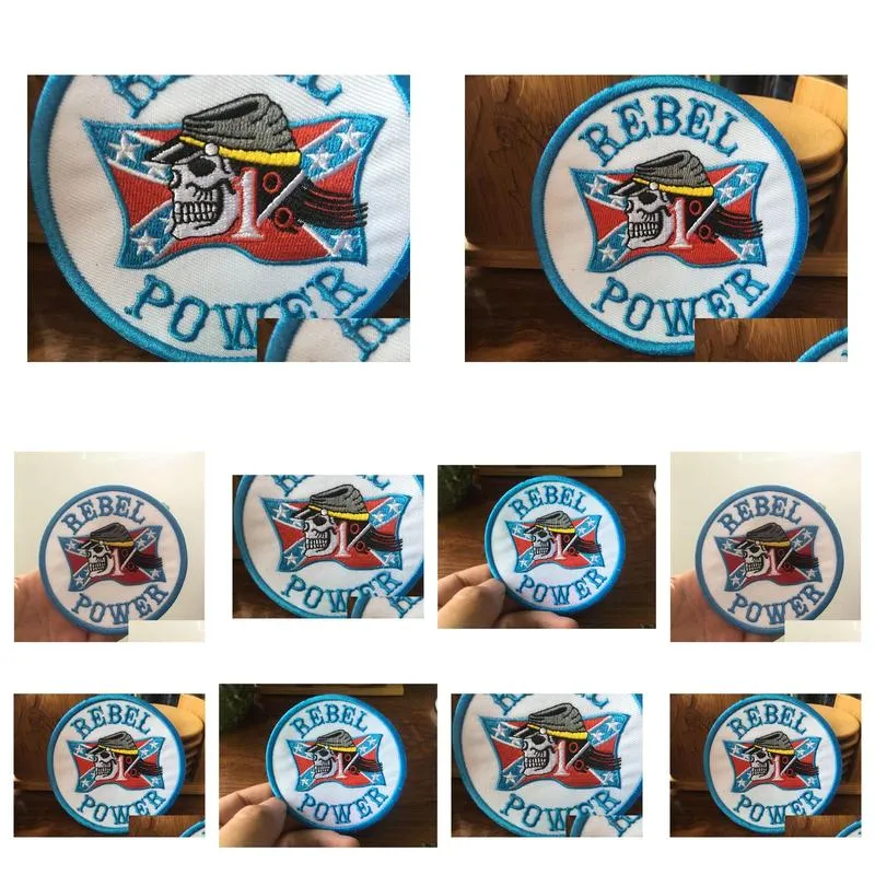 Sewing Notions & Tools Rebel Power Mc Biker Embroidered Iron On Sew Motorcyble Club Badge Vest Emblem Drop Delivery Apparel Dhbni