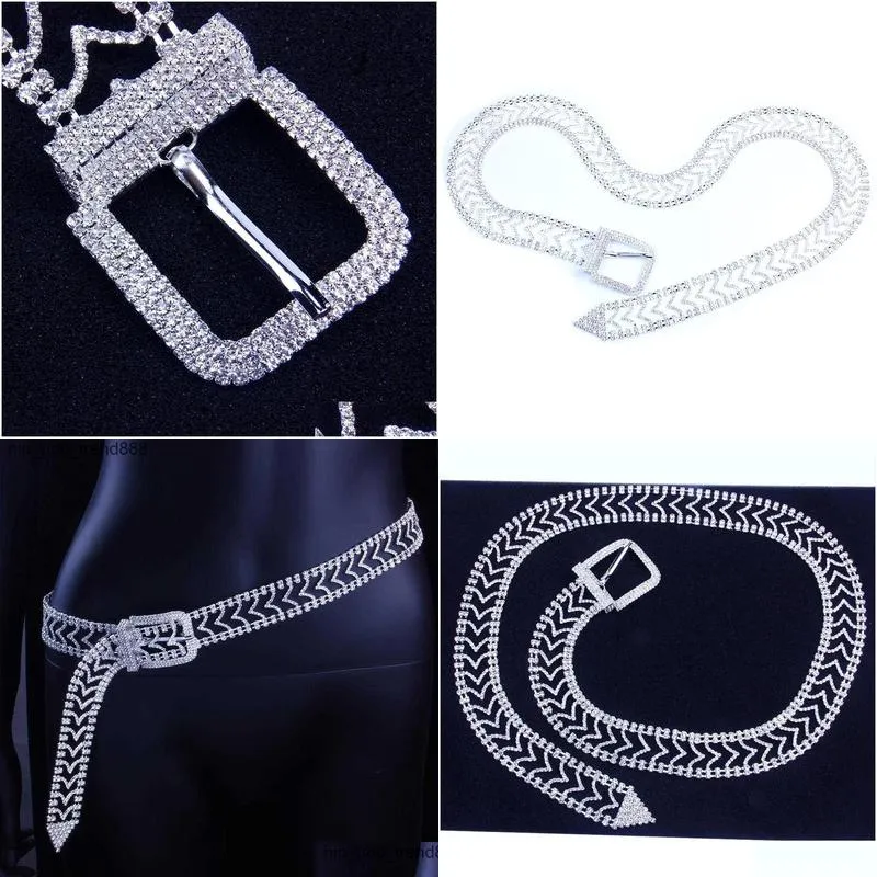 925 silver full diamond waist chain belt diamond crystal body chain gold silver hip hop personality jewelry men ladies