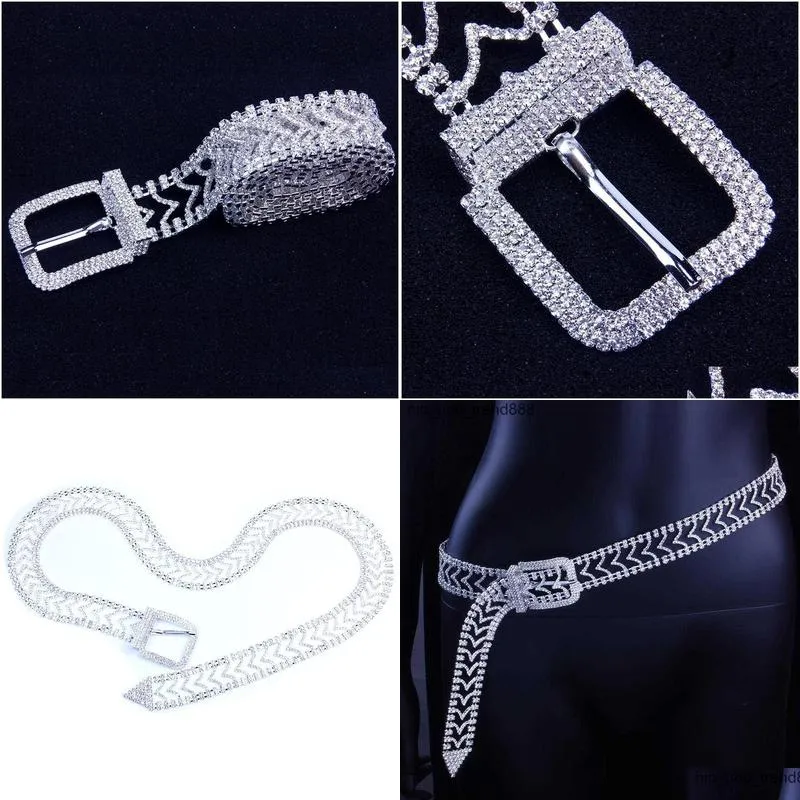 925 silver full diamond waist chain belt diamond crystal body chain gold silver hip hop personality jewelry men ladies