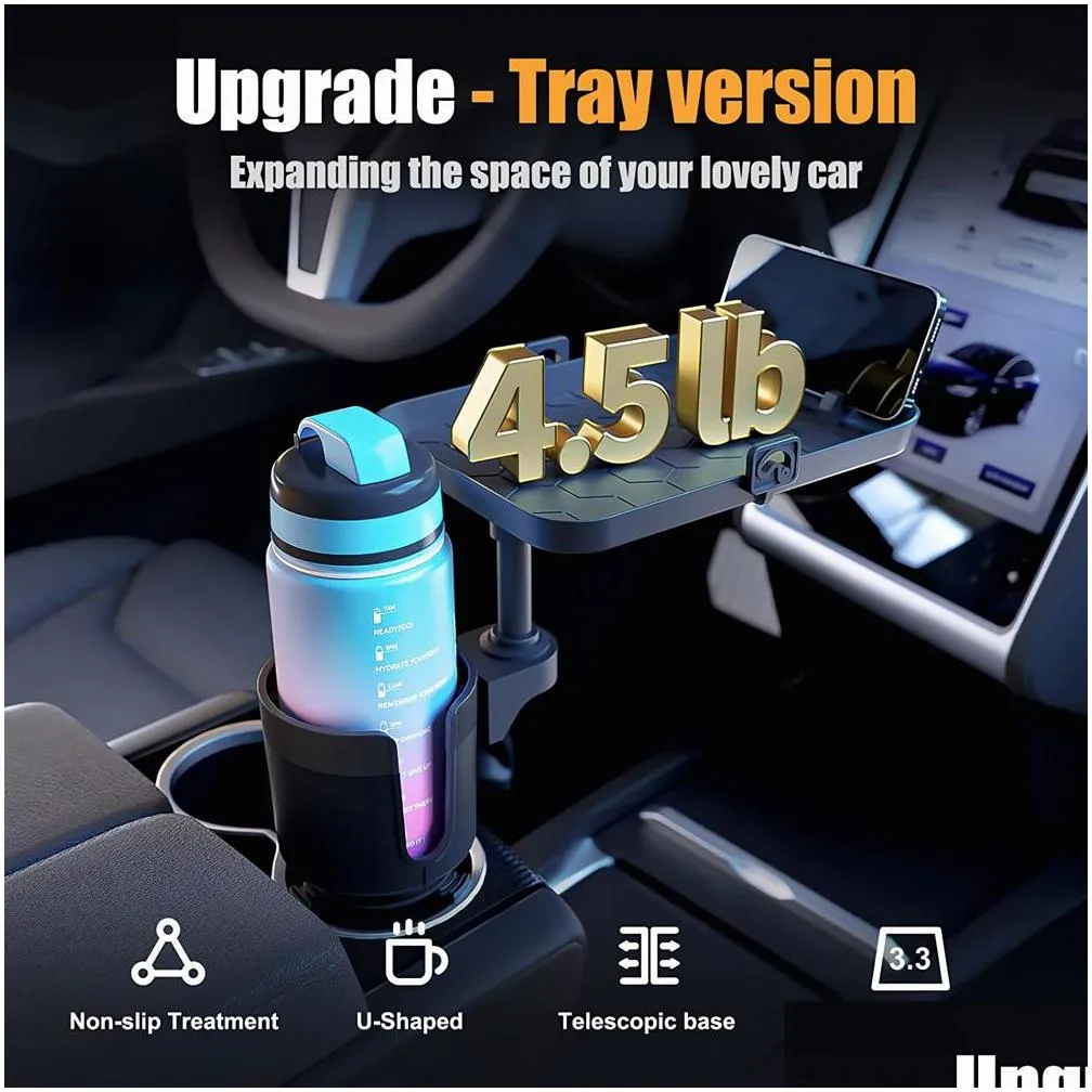 car mounts water cup holder multifunctional 2 in 1 tray cup holder beverage holder mobile phone storage rack foldable car dining tray