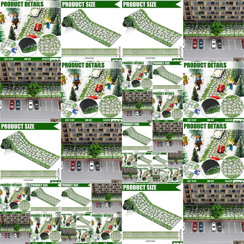 2 pcs christmas village accessories christmas village brick snow road village street mat decorations snow brick mat for home garden christmas village