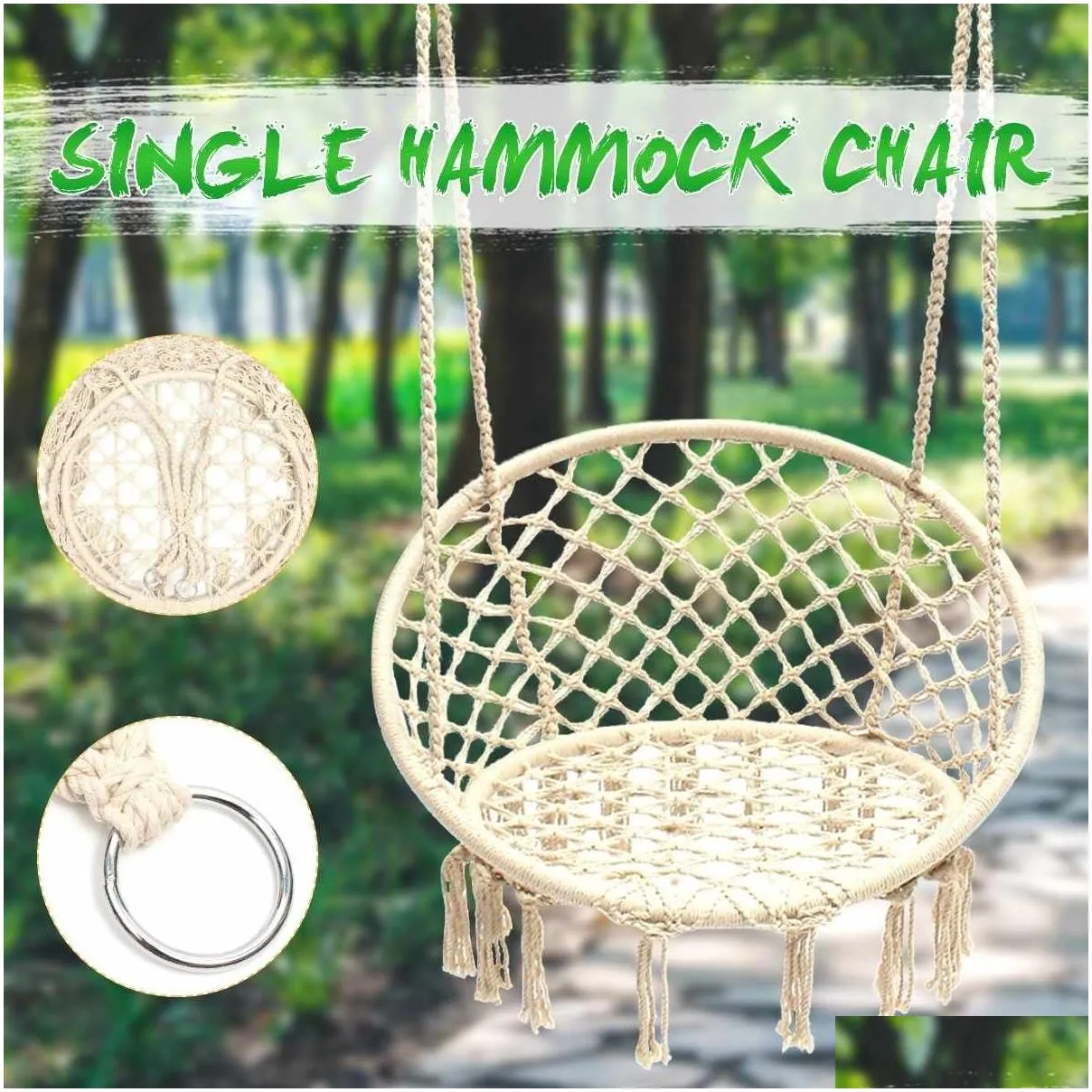 outdoor indoor handmade knitted round hanging hammock chair nordic style dormitory bedroom baby kid hanging chair children swing