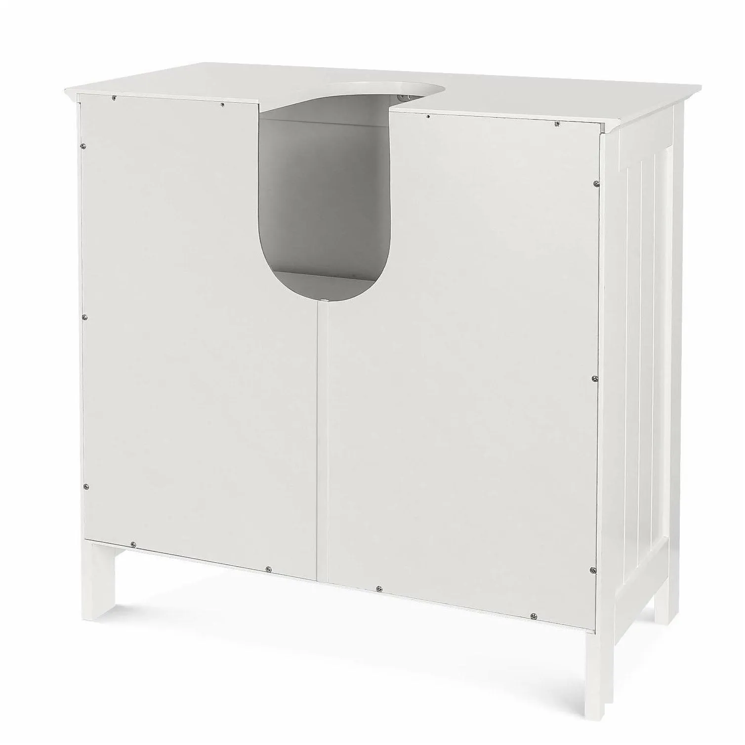 modern bathroom vessel sink vanity storage cabinet w/ 2 shelf white wood