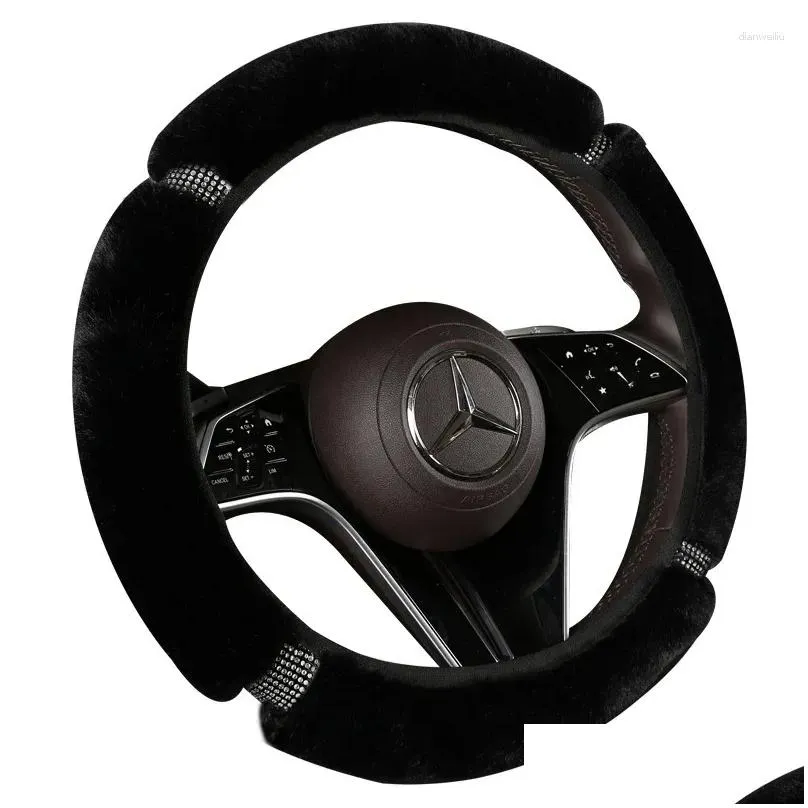 steering wheel covers winter plush car cover with short diamond inlay and no inner ring anti slip handle fit all