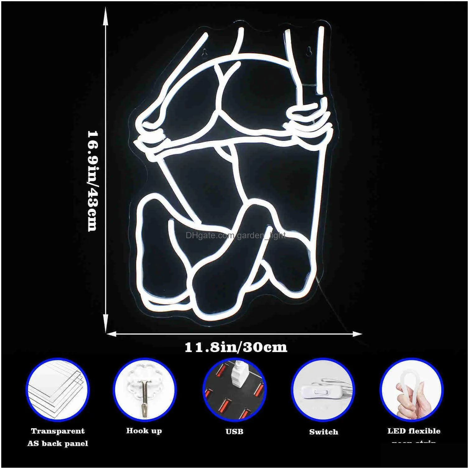 Led Neon Light Woman Lady Figure Wall Decor Sign For Bedroom, Bar, Home ...