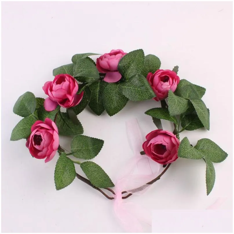 2pcs/lot mommy and kids wreath flower headband travel flower crown wedding girls flower hairbands floral hair accessories