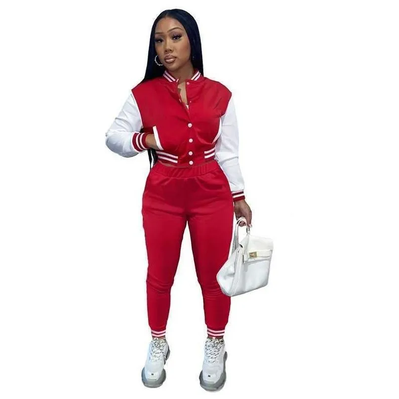 Women`S Tracksuits Fall Winter Sports Outfits Womens Tracksuits Designer Varsity Baseball Jackets Sweatpants Suits Two Piece Matching Dh9Er