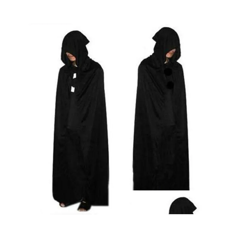 Theme Costume Halloween Costume Knitted Fabric Theater Prop Death Hoody Cloak Devil Long Tippet Cape Drop Delivery Apparel Costumes Co Dh67Y