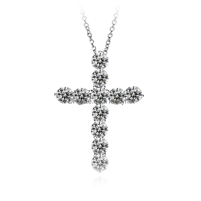 Pendant Necklaces Hip Hop Fashion Women Men Cross Simate Diamond Necklace Pendant Chain Christian Fine Body Jewelry Punk Wedding Gift Dhx1Q
