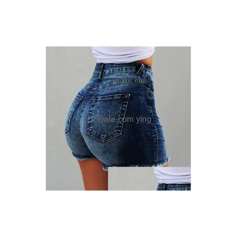 2019 summer womens jeans sexy fringed high waist stretch denim shorts with 4 colors size s-3xl