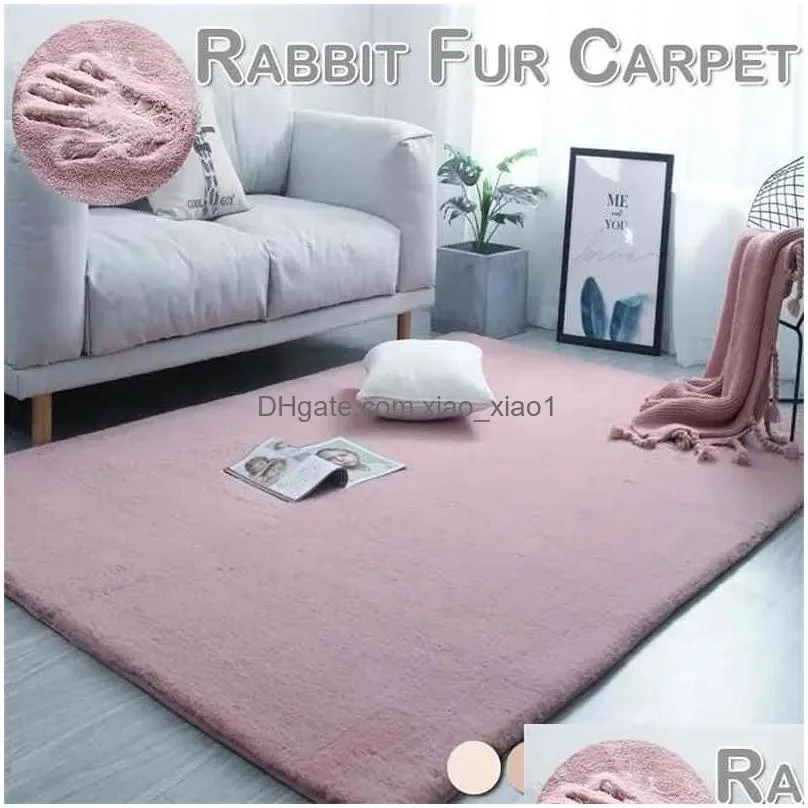 super soft fluffy rug large area mat faux fur rug home decor modern solid rabbit shaggy fur carpet for living room bedroom t200111