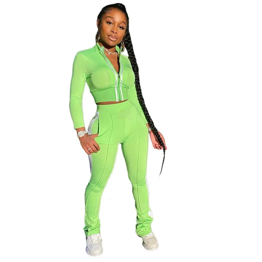 Women`S Tracksuits Womens Two Piece Set Designer Tracksuit Strip Zipper Jacket Long Sleeve Pants Sets 2 Outfits Bodycon Sports Drop D Dhbjk