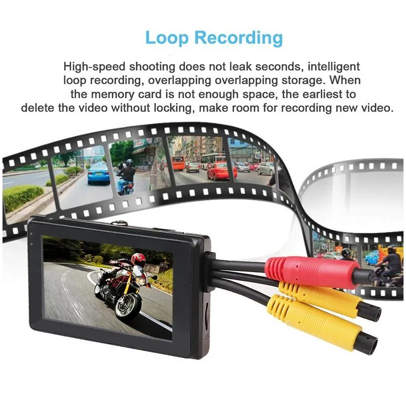 3 0 tft dual lens motorcycle camera hd 720p dvr camera video recorder waterproof motor dash camera with rear view camcorder279q