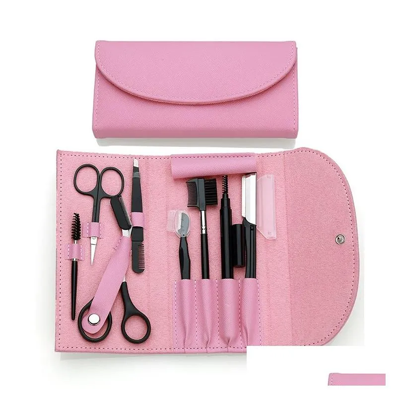 facial makeup tools eyebrow trimmer with eyebrow scissors comb tweezers scraper bag packaging