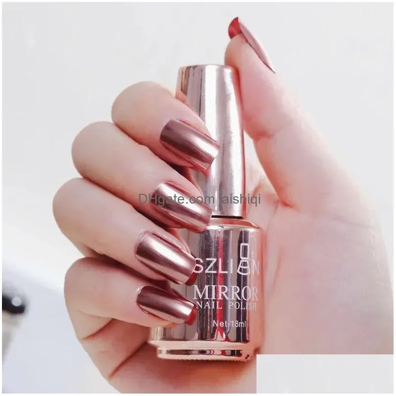 12 colors mirror polish long-lasting quick-drying metallic silver purple rose gold nail polish is not peelable nails decoration 240106