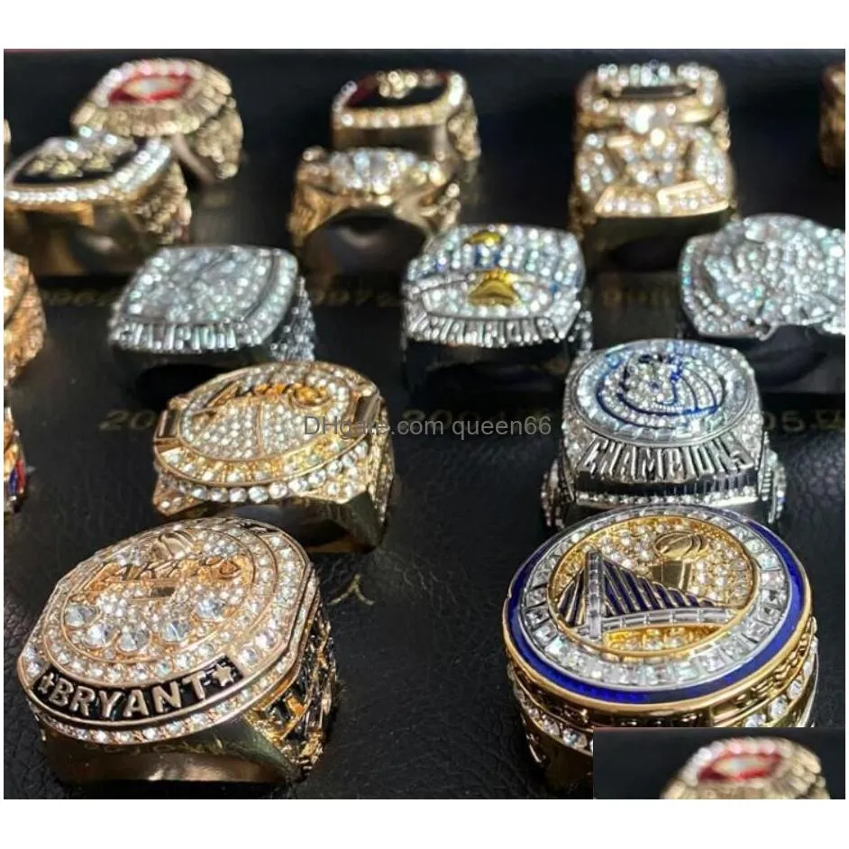 Solitaire Ring 55Pcs 1967 To 2023 Basketball Team Champions Championship Ring Set With Wooden Box Souvenir Men Women Boy Fan Brithday Dhiks