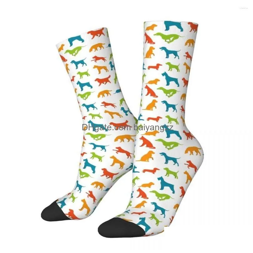 mens socks happy funny good look animal vintage harajuku dog gentle and quiet be clever sensible seamless crew crazy sock